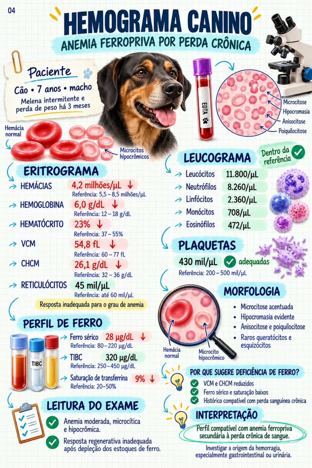 Exame veterinário comentado — hemograma canino