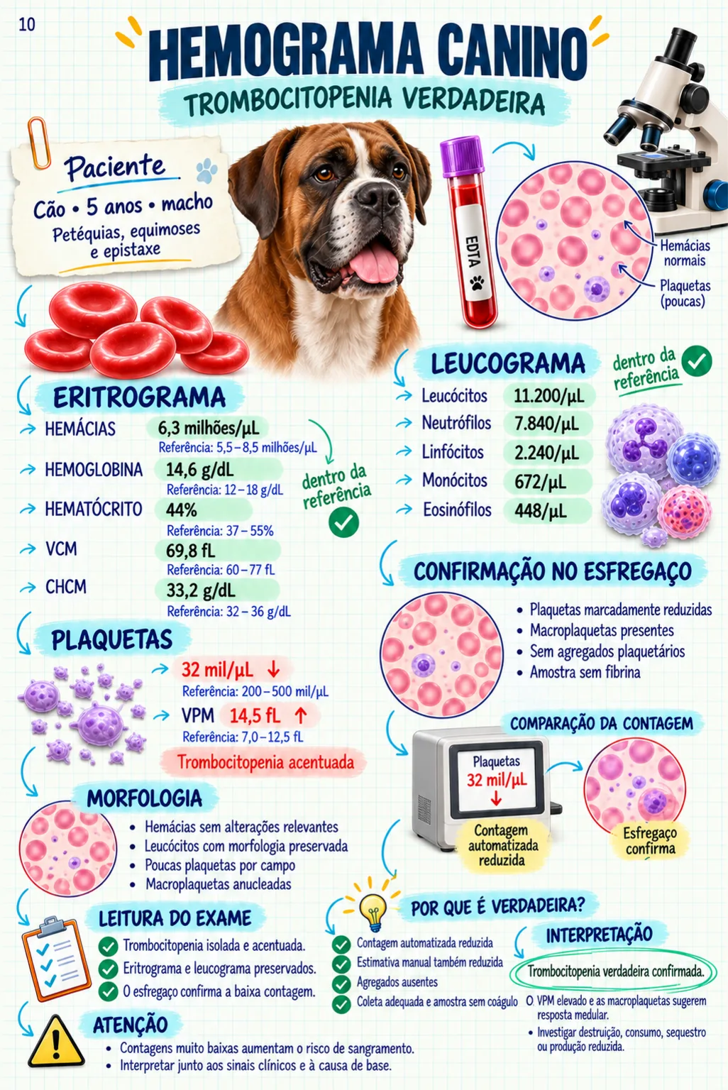 Exame veterinário comentado — hemograma canino