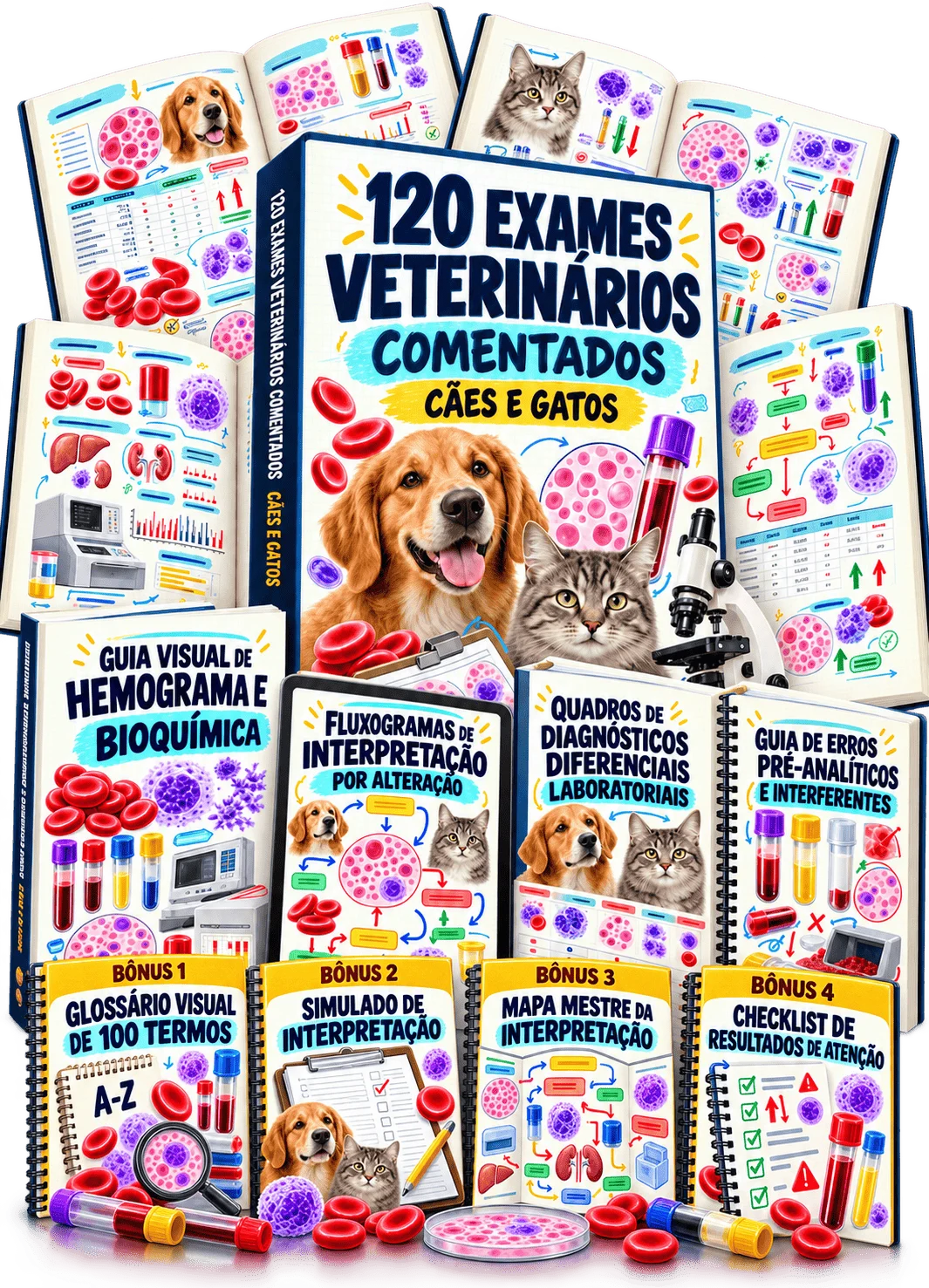 Tudo que você recebe — Kit 120 Exames Veterinários Comentados